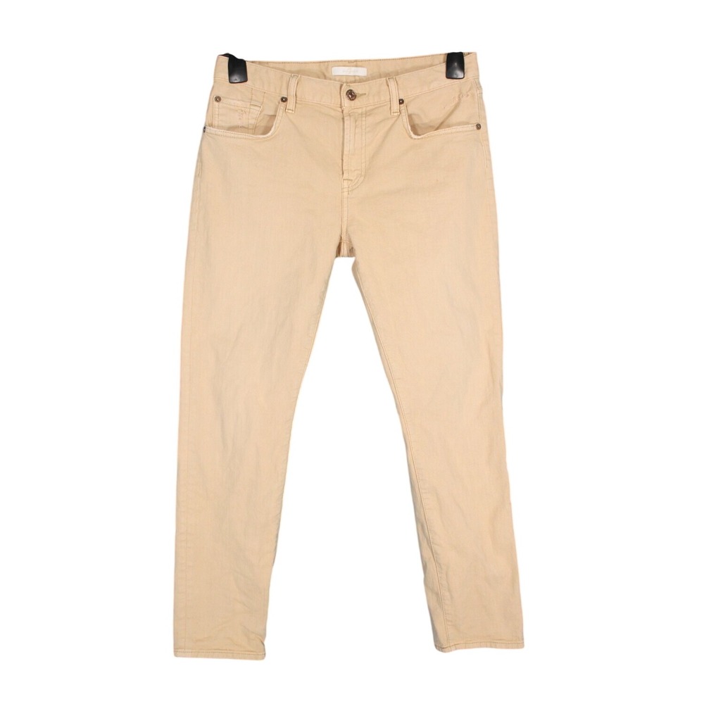 7 FOR ALL MANKIND Khaki RELAXED SKINNY 5-Pocket DESTROYED Ankle DENIM JEANS 28